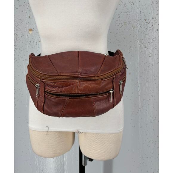 Vintage Leather Waist Pack Sling Brown Woodstock Travel Boho Hippie - Picture 2 of 16